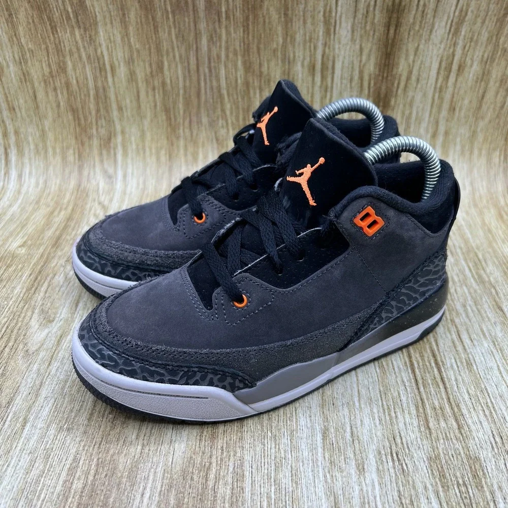 Nike Air Jordan 3 Retro Fear Pack Kid's Size 13.5C Grey Orange DM0966-080